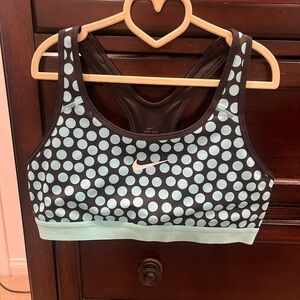 Nike Women's Black and Blue Polka Dot Sports Bra size Large